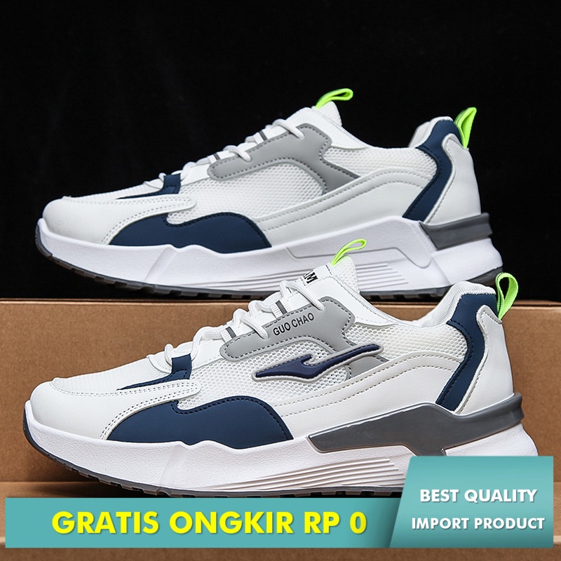 Sepatu Pria Import Guochao Gelombang Mulut Rendah Top Mode Kasual Sport Single Mesh Holrendah Pria S