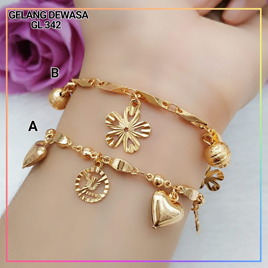 Gelang xuping gelang dewasa rantai bunga love kombinasi lapis emas gold GL 342