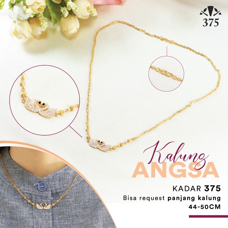 KALUNG DUA ANGSA SWAN SWAROVSKI CANTIK