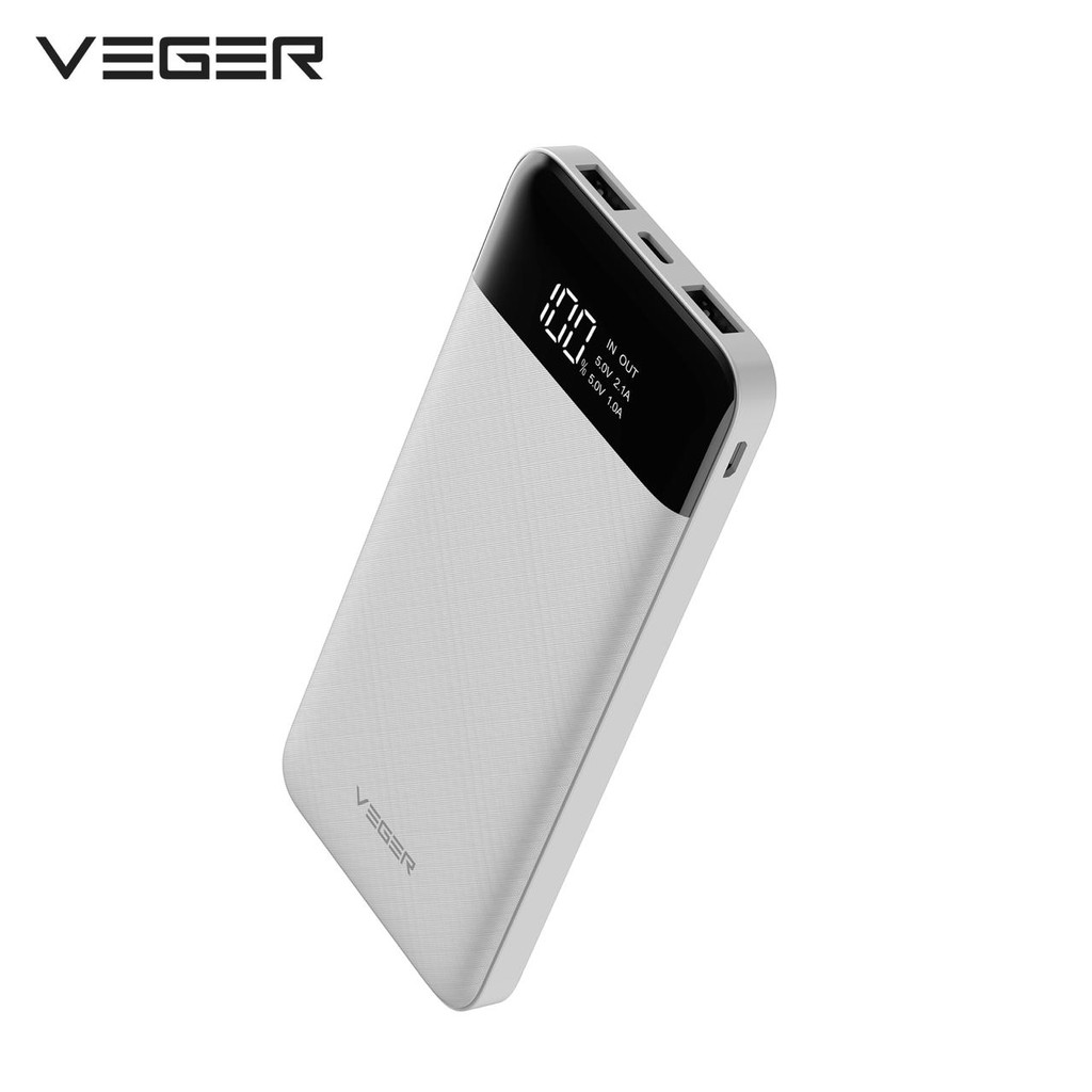 Powerbank VEGER X101 10000mAh Dual USB Output 2.1A LED Digital Display Original Garansi 18 Bulan