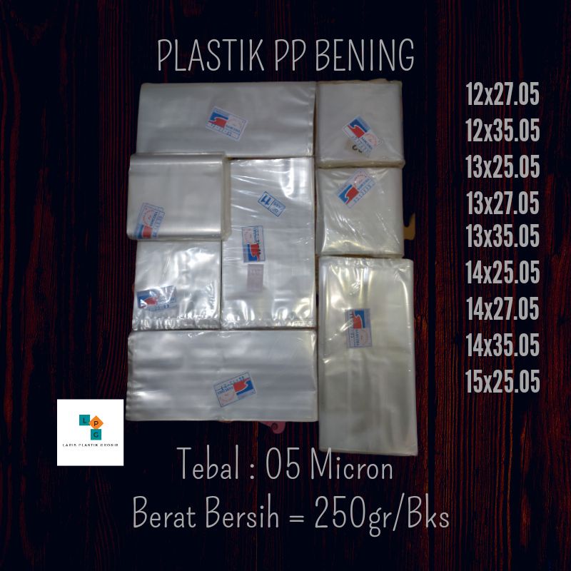 Plastik PP Bening Samudra / Plastik Keripik Tebal 05 MICRON Uk. 12x27.05 12x35.05 13x25.05 13x27.05 