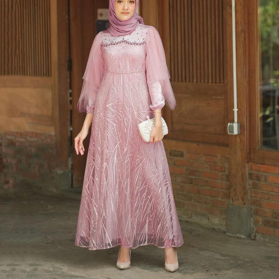 (SALE) READY JUMBO DAN ALLSIZE | BISA COD MAXI DRESS GAMIS BROKAT LUNA MELA DRESS BRUKAT TULLE KEKIN