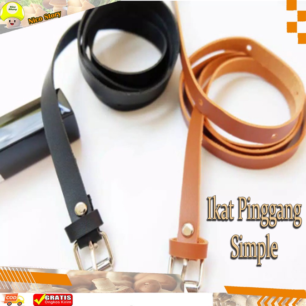 (NCS) IKAT PINGGANG BELT WANITA EKSLUSIF SIMPLE BLACK BROWN sabuk simple brown