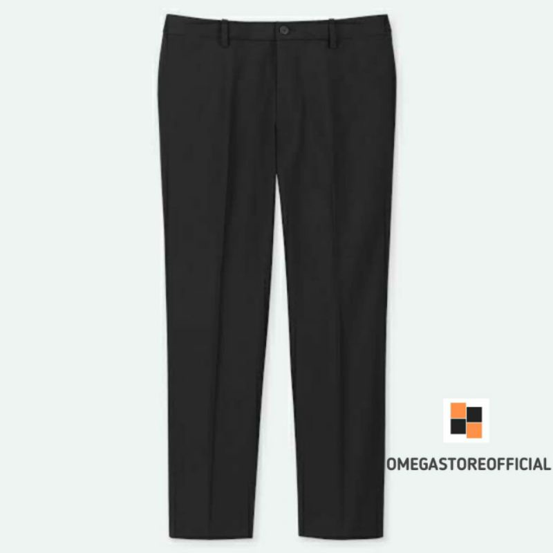 OMEGASTOREOFFICIAL - Celana Ankle Pants Pria (formal, bahan, kantor, kain, kerja) Panjang Slimfit - Hitam
