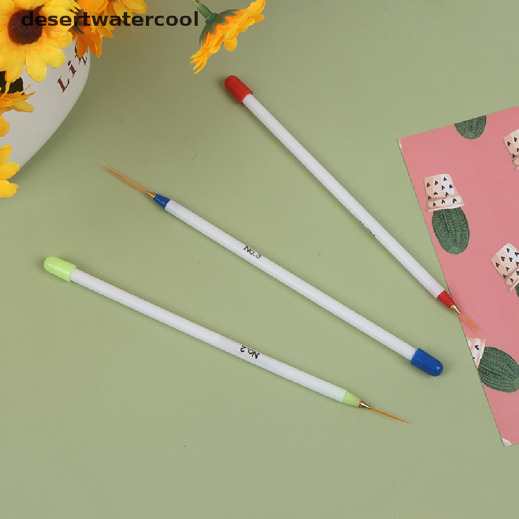 Deid 3PcsSet Pen Brush Liner Ultra Tipis Kepala Lembut Untuk Gambar Nail Artmanicure