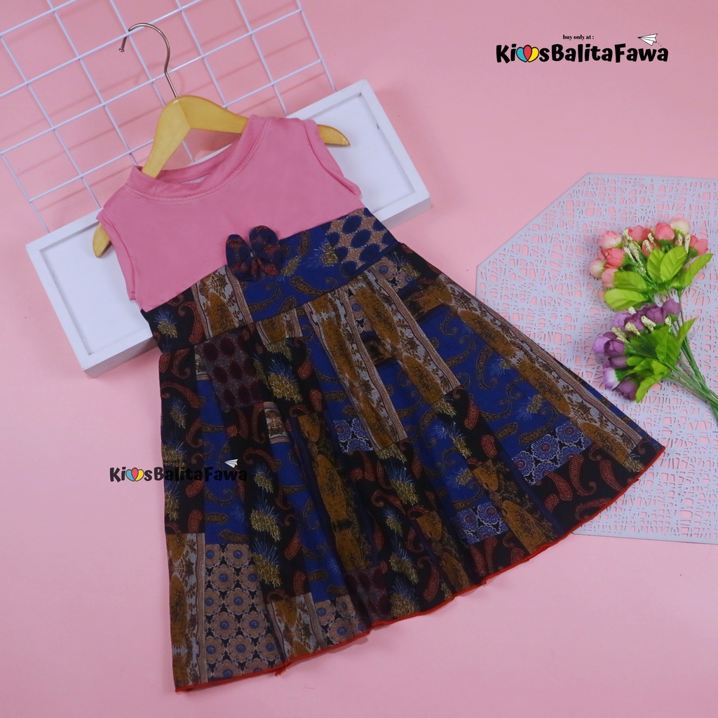 Dress Aila 3-4 Tahun / Dres Pesta Murah Grosir Baju Anak Perempuan Harian Gaun Yukensi Batik Baru