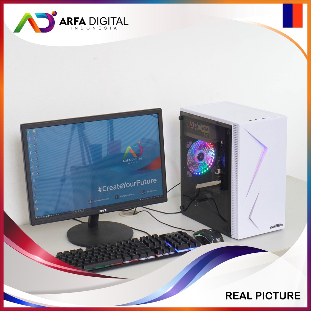 Komputer Full Set Murah Intel Core i5 HDD 500GB RAM 8GB VGA 2GB DDR5 Monitor LED 19inch Lengkap Siap Pakai | BZ02-FULLSET CASE M1 B/W
