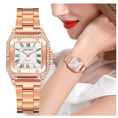 ✅COD Jam Tangan Wanita Geneva Rhinestone Diamond Stainless