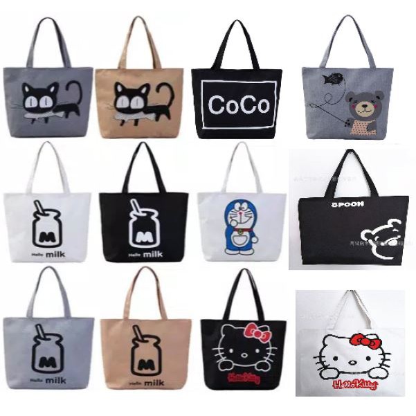 BABY STORE01 - T2 SHOULDER BAG KARAKTER / TAS KANVAS / TOTEBAG / TAS WANITA / IMPORT BATAM