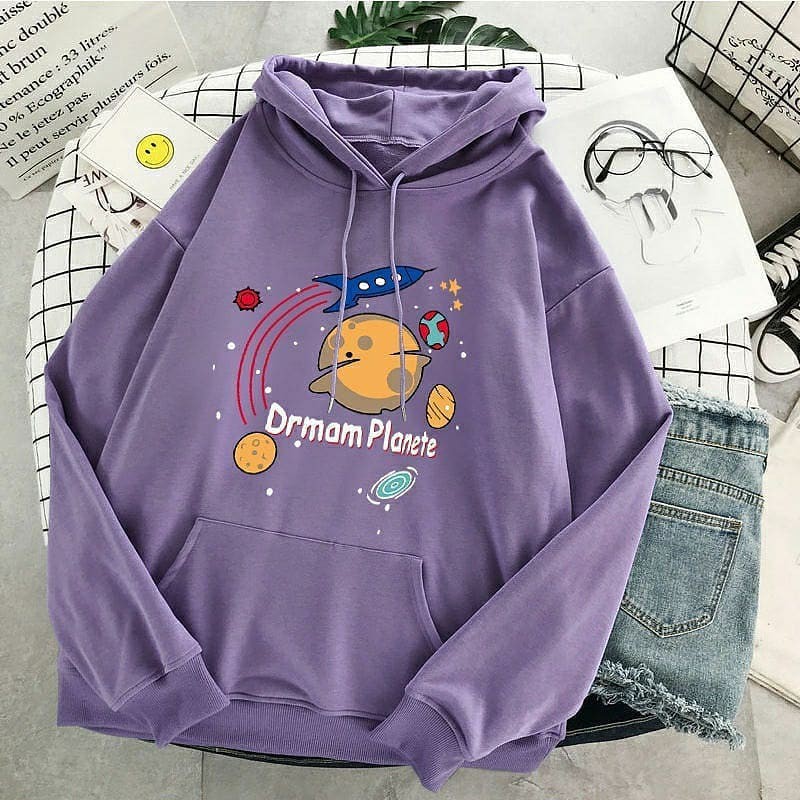 Sweater Hodie Wanita Motif Drman Planet l Sweter Bahan BABYTERRY