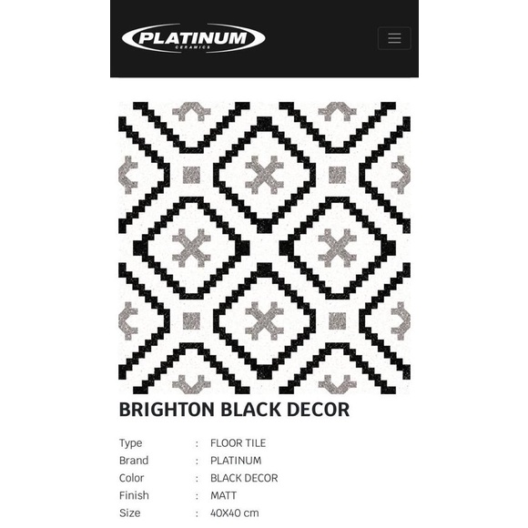 ] Keramik Platinum 40x40 Brighton Black Decor Matt