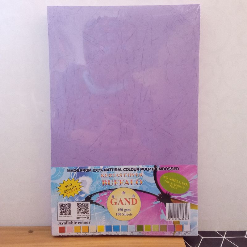 

Kertas Cover Buffalo Lavender Gand 150gsm (Isi 100 lembar)