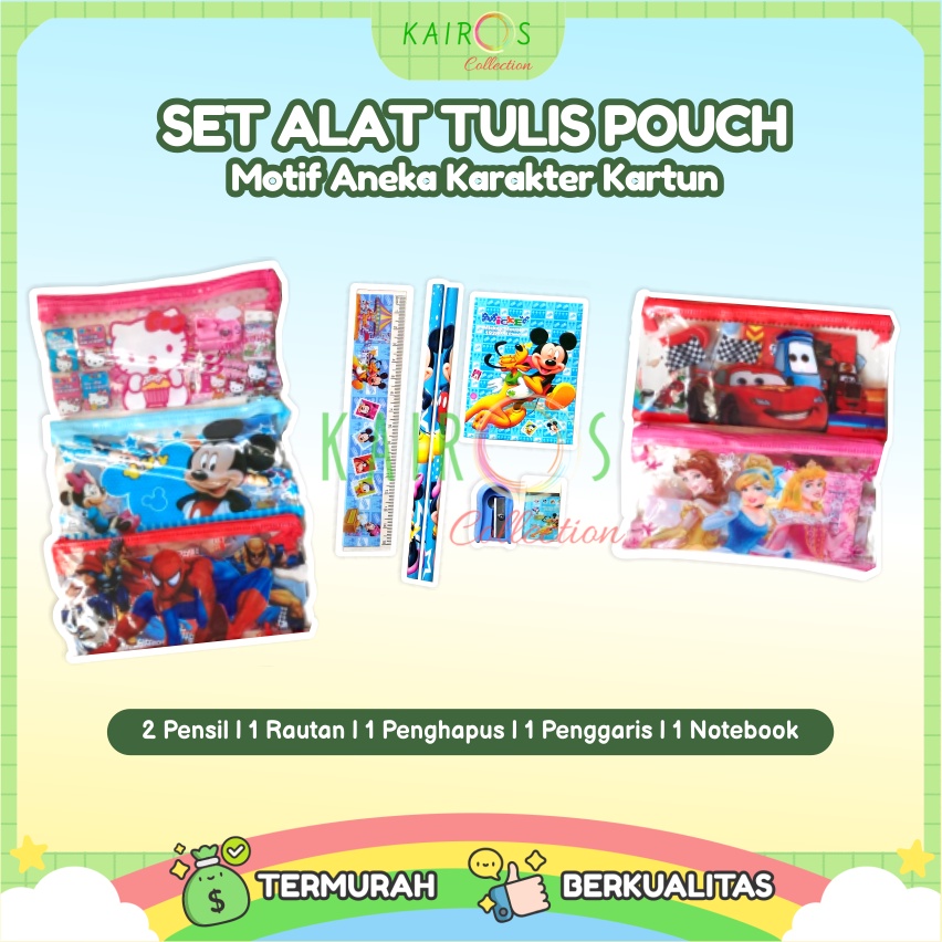 Alat Tulis Set Karakter Pouch Lucu