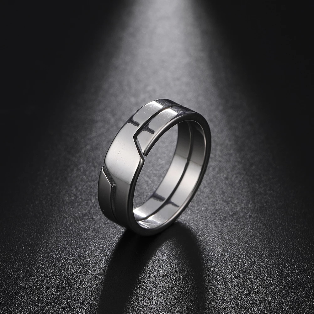 Fashion Simple Stainless Steel Hollow Lines Couple Rings for Men Women