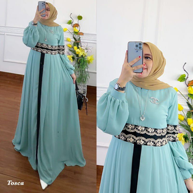 Gamis Aisha Ceruty Babydoll Size M, L, XL, XXL | Dress Model Terbaru | Gamis Renda Terbaru