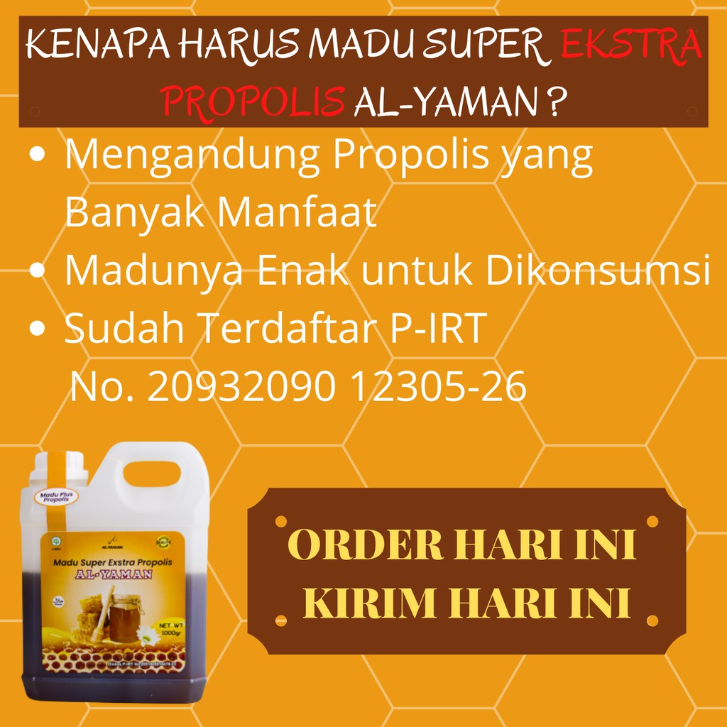 Al-Yaman Paket Pahit Manis Bikin sehat Madu hitam Pahit Insulin 1Kg + Madu Manis Super Ekstra Propolis 1Kg Untuk menjaga kesehatan tubuh