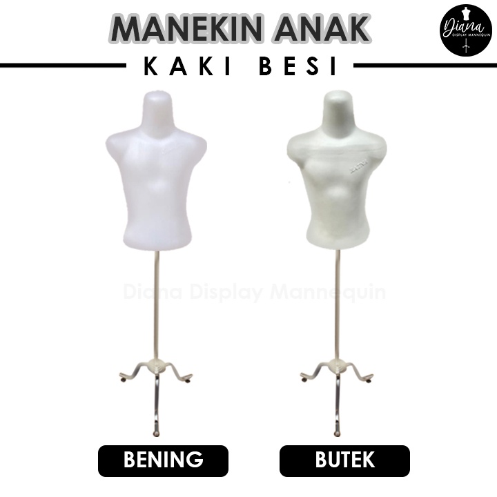 PATUNG MANEKIN BAJU ANAK SETENGAH BADAN BENING BUTEK SET DENGAN KAKI KAYU KAKI BESI