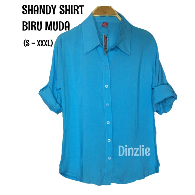 KEMEJA RAYON POLOS WANITA WARNA BIRU MUDA