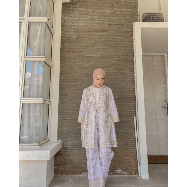SETELAN CELANA+OWTER SONGKET PALEMBANG GAMIS SONGKET PALEMBANG SETCEL SONGKET
