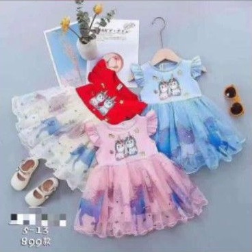NFR✨DRESS IMPORT TUTU UNICORN Baju Gaun Pesta Tutu Tile Unicorn Kuda Pony 6bln-3thn
