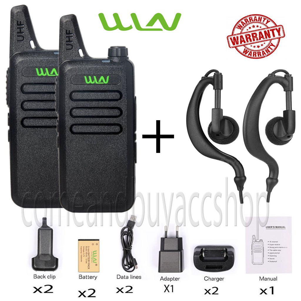 Paket Lengkap Original WLN WalkieTalkie Two-Way Radio KD-C1 (ISI 2PCS) HITAM-Batrai 1500 mAh