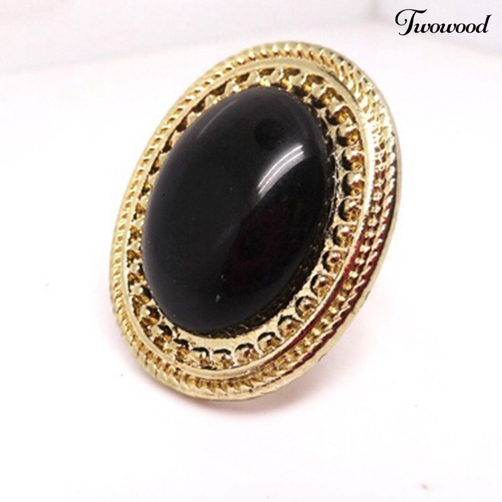 Cincin Batu Permata Bentuk Oval Bahan Alloy Adjustable Untuk Kencan