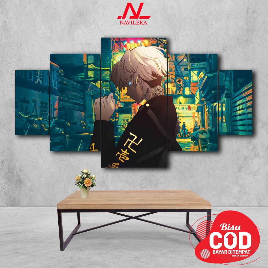 NAVILERA -  Hiasan Dinding Kamar Poster Kayu Anime TOKYO REVENGERS CHIFUYU Wall Decor 1 SET 5PCS