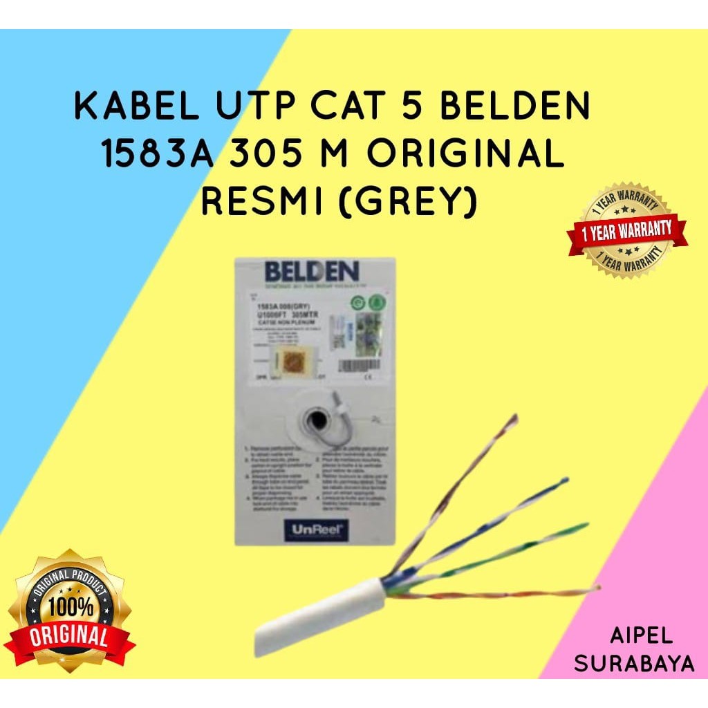 1583A | KABEL UTP CAT 5 BELDEN 1583A 305 M ORIGINAL RESMI (GREY)