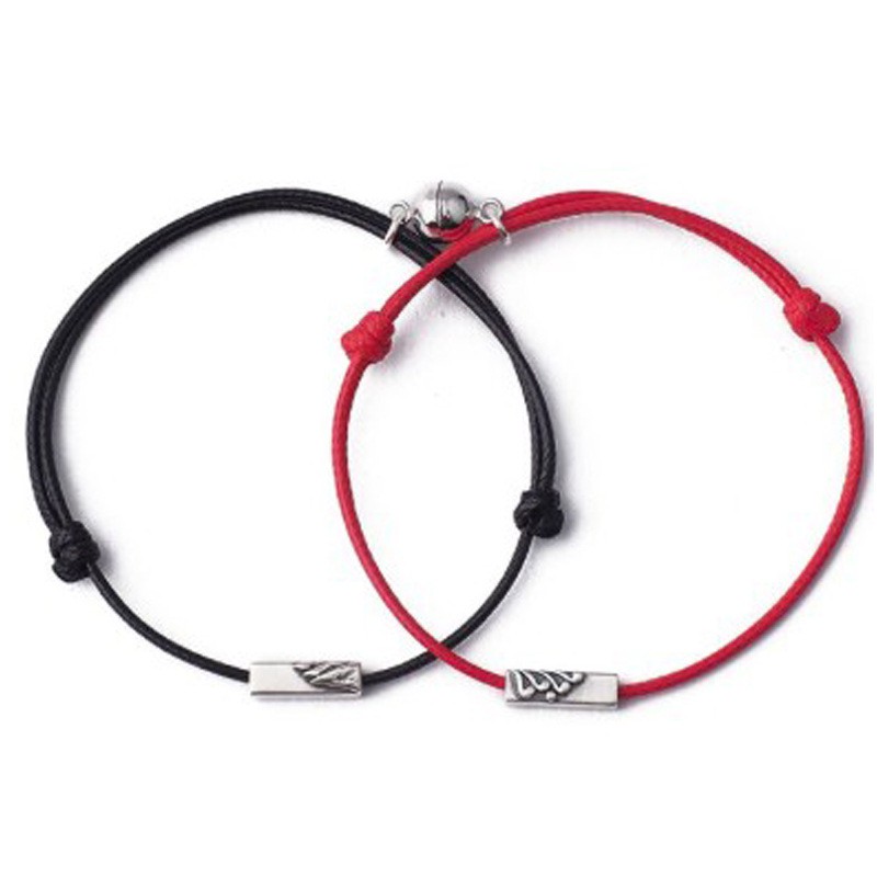 2 Pcs Gelang Magnet Couple Gelang etnik bead Tali Attract Braided Bracelet untuk Pasangan-12