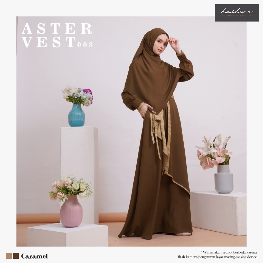 Haitwo ASTER VEST 008 Gamis Muslim set Hijab Syar'i Bahan Morelli Stretch mix Jaguard Fashionable