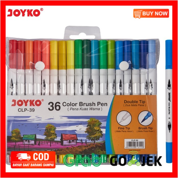 

(BISA COD) SET 36 WARNA JOYKO DOUBLE TIP COLOR BRUSH PEN SPIDOL KUAS KALIGRAFI