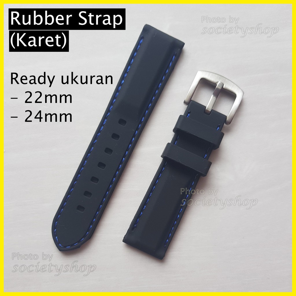 Rubber Strap Watch Tali Karet Jam Hitam 22mm 24mm Diver Seiko 22 24 Black