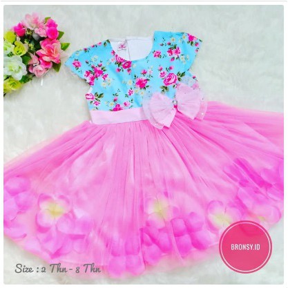  Baju  Dress anak  gaun pesta  anak  Bronsy Flower Dress 