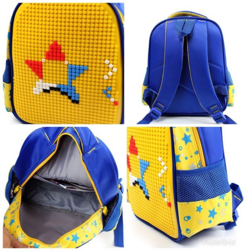 TAS SEKOLAH TK MODEL LEGO / TAS RANSEL SD LEGO FREE PIXEL LEGO