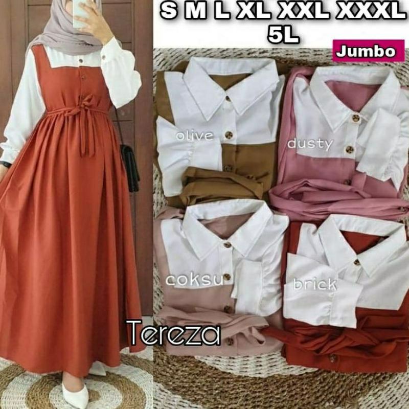 Tereza Dress Ukuran ALLSIZE BAJU GAMIS  DRESS BIG SIZE-Coral