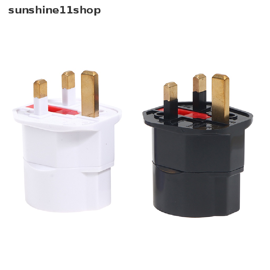 Sho Adapter Konverter Euro 2 Pin Ke UK 3 Pin Plug AC Universal Untuk Travel