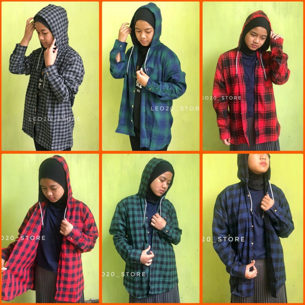 Hem Flanel Hoodie Lengan Panjang (Size M-L-XL) | Kemeja Pria Wanita