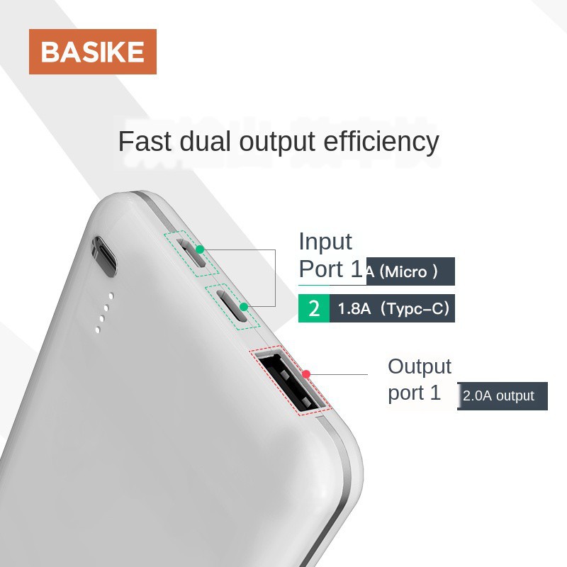 PowerBank Mini Murah Power Bank Dual USB LED BASIKE 10000 mAh Fast Charging iphone Xiaomi Samsung