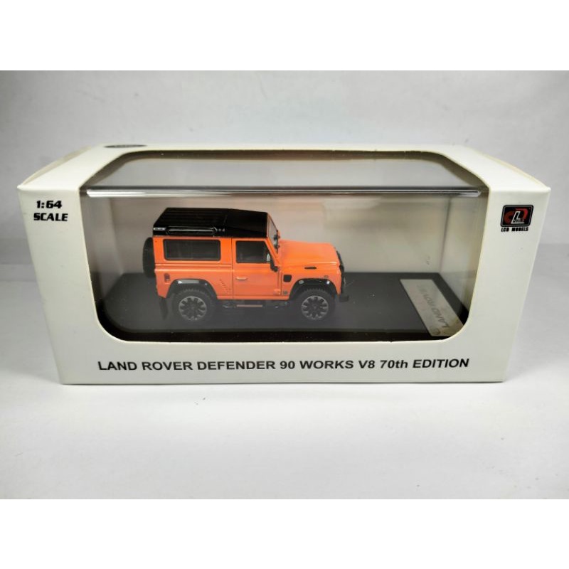 LCD Model Diecast Miniatur Land Rover Defender 90 Works V8 70 th Edition Orange