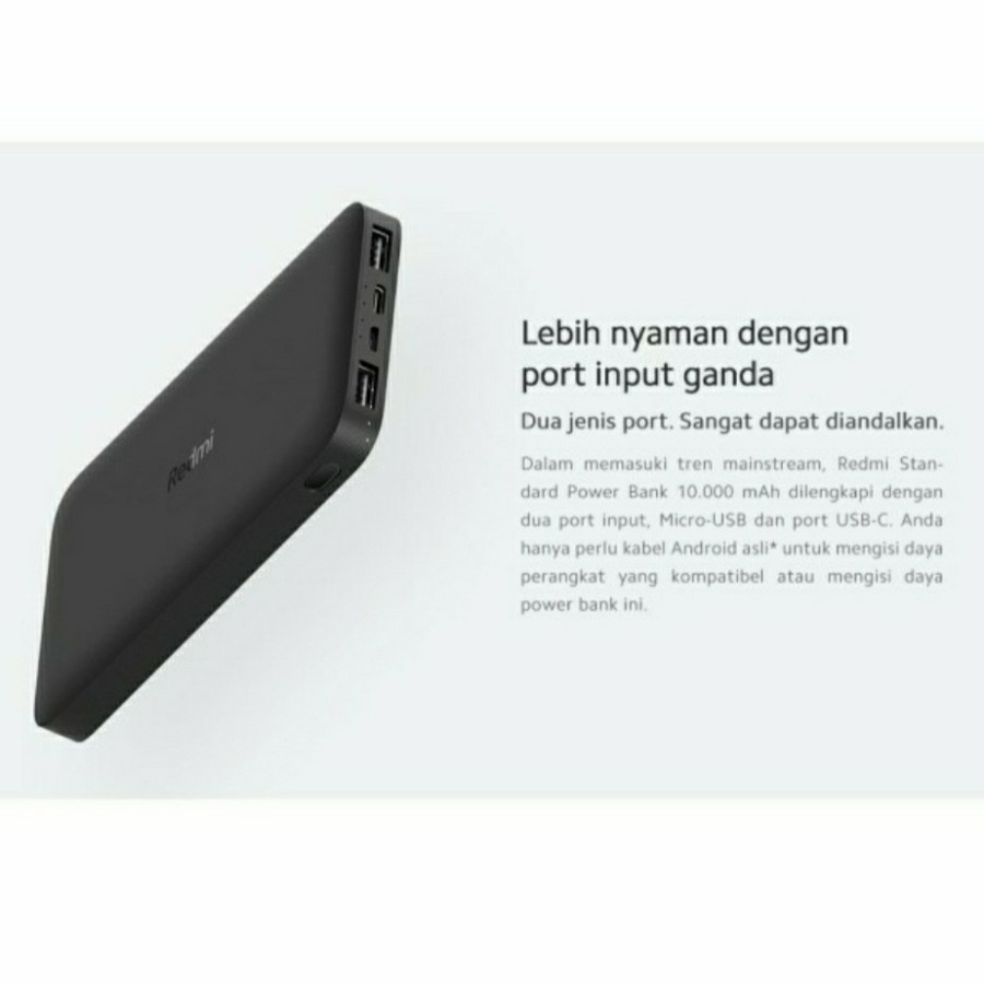 Xiaomi Redmi PowerBank 10000mAh Power Bank HITAM ORIGINAL 100%