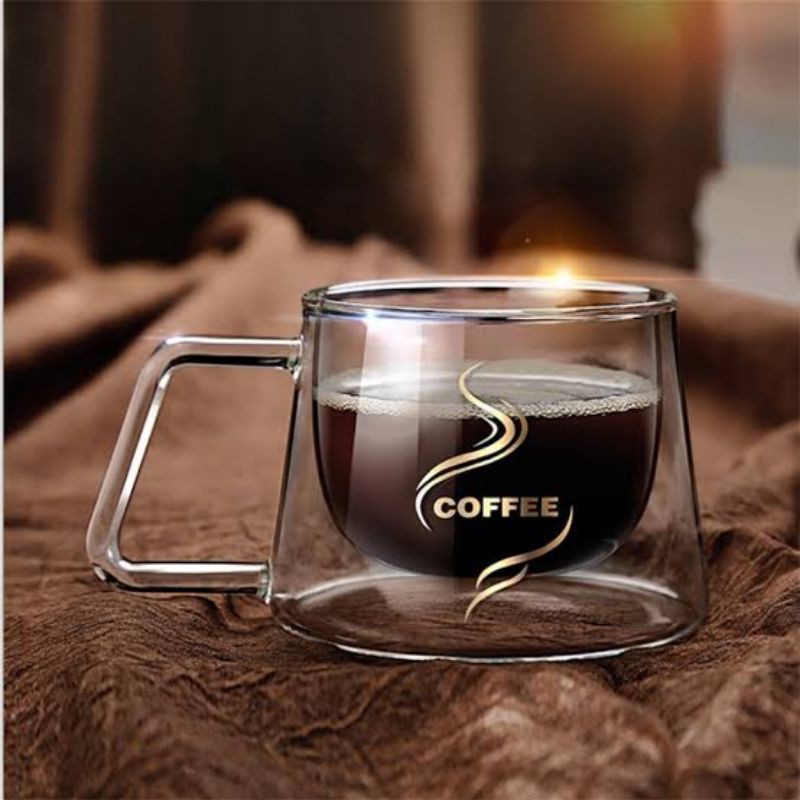 GELAS / MUG / CANGKIR KOPI ANTI PANAS DOUBLE WALL GLASS DOME SERIES 250 ml