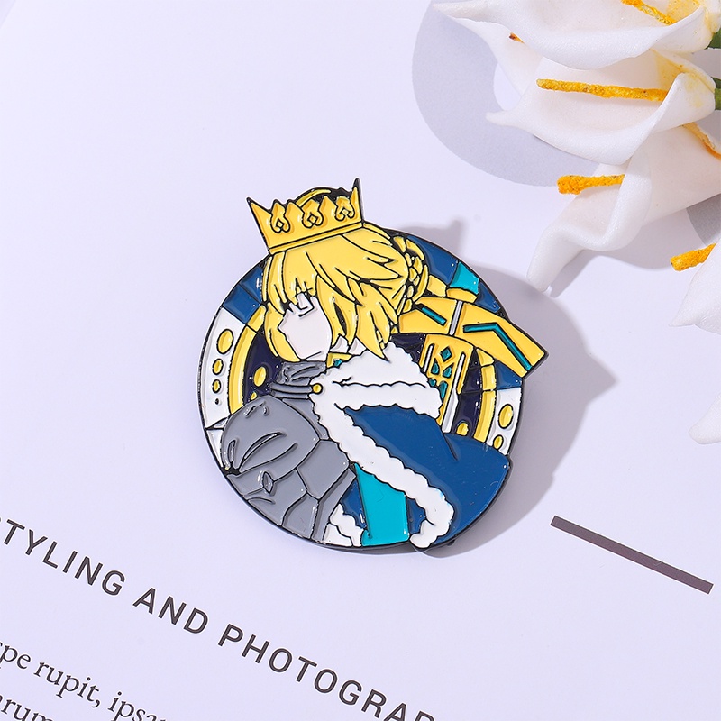 Bros Lencana Enamel Desain Anime Fate stay Night Raja Arthur Untuk Aksesoris Ransel Pakaian