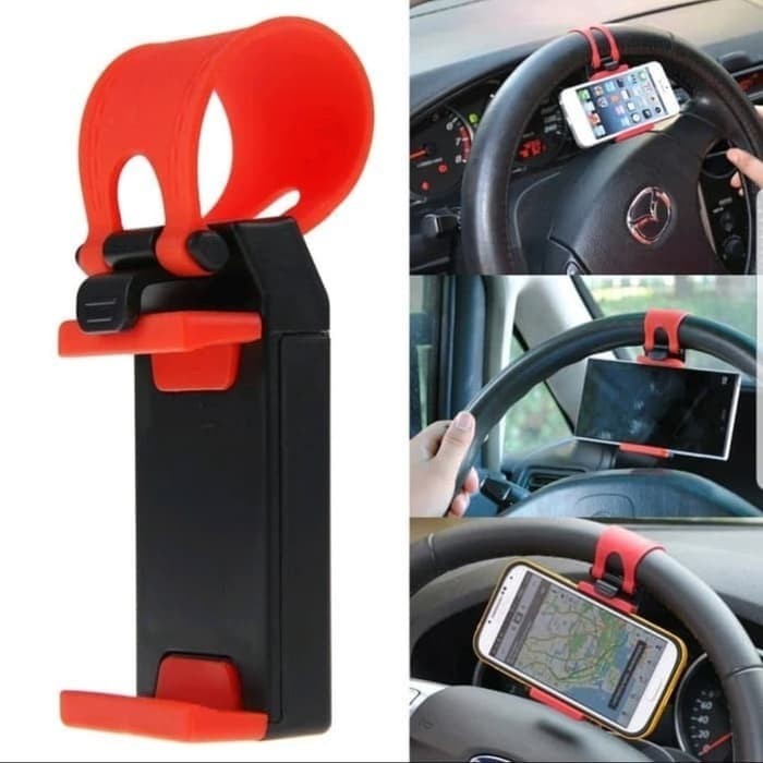 CAR STEERING WHEEL PHONE SOCKET HOLDER JEPITAN STIR MOBIL handphone cup holder mobil