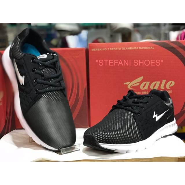 Sepatu Olahraga Eagle "sanchez" Running / Lari 100% Original Hitam Putih