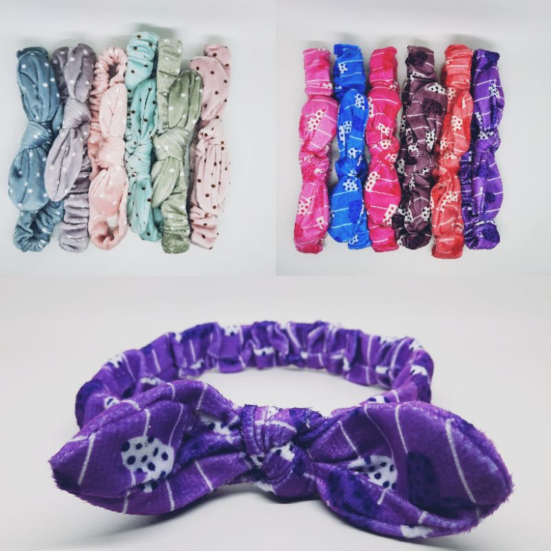 Bandana Headband isi 6pcs Bando  Korea Motif Pita Chiby Bludru Grosir