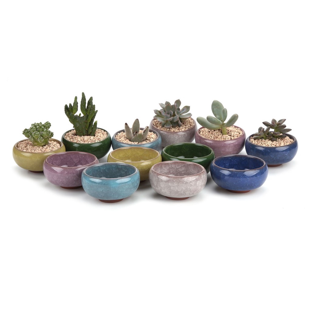 Lucu Es-Retak pot Bunga/Glaze Keramik Mini Pot Bunga/Pot Bunga Sempurna Untuk Taman Tanaman Sukulen