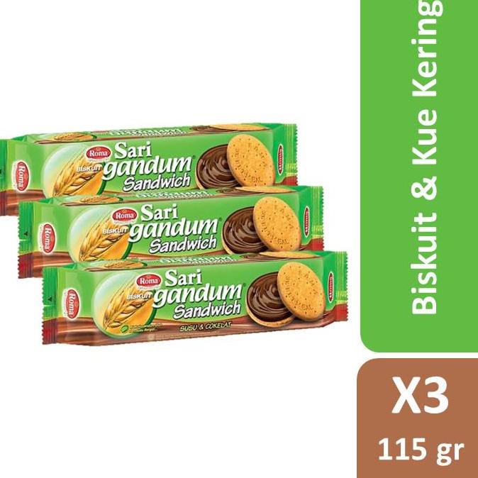 

➾QR0 Roma Sari Gandum Susu Cokelat 115 gr x 3 pcs ✼ ★★