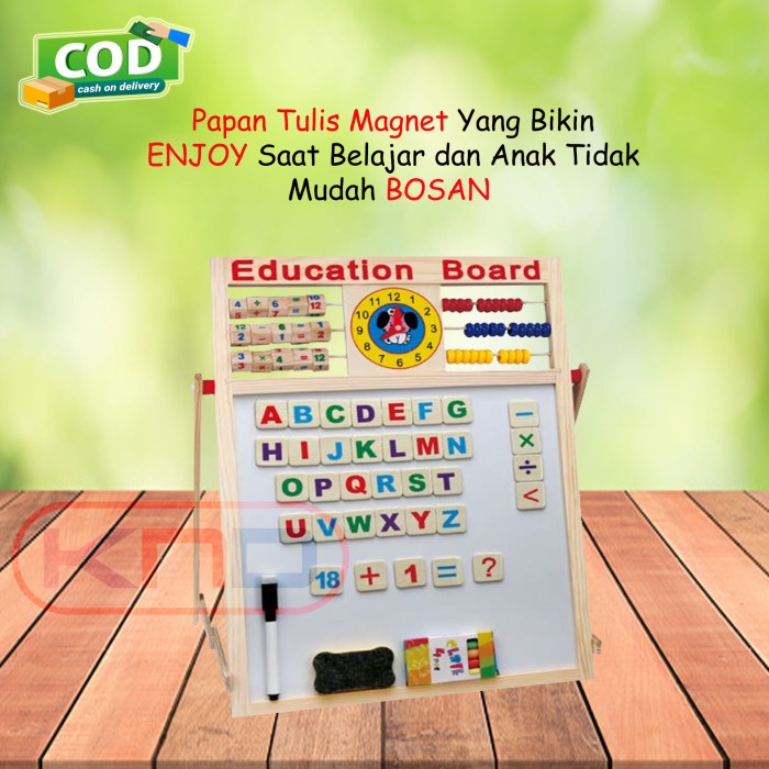 

(BISA COD) Papan Tulis Anak Berdiri Magnet 2 Sisi (GRATIS Spidol & Kapur) - PAPAN EDUCATION