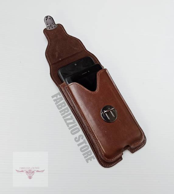 sarung hp kulit asli dobel slot