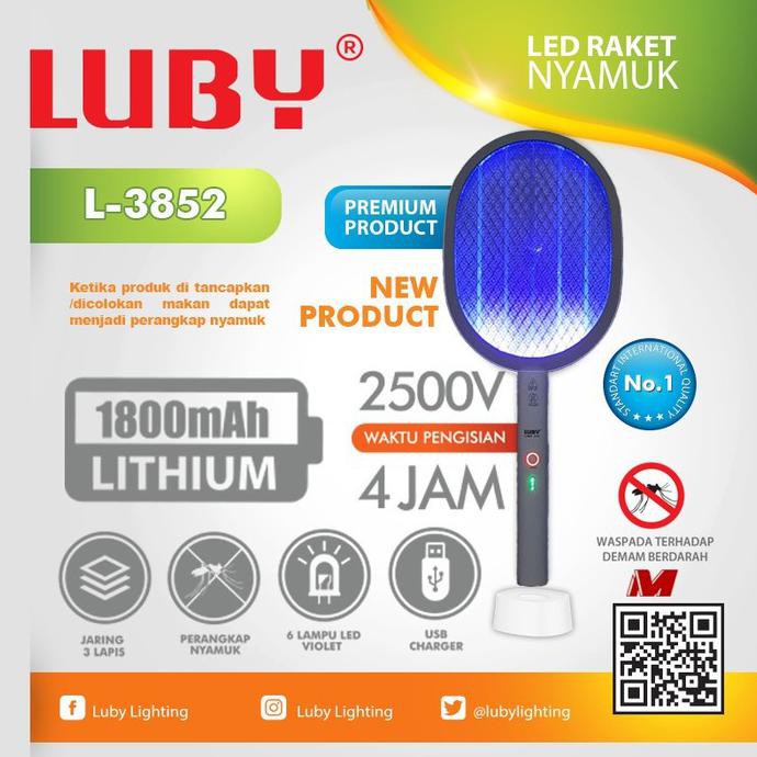 RAKET NYAMUK CANGGIH 2in1 INSECT KILLER WIRELESS CAS LUBY L-3852 l3852